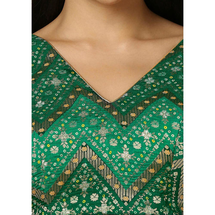 SALWAR STUDIO Womens Green Woven Design Stitched Blouse