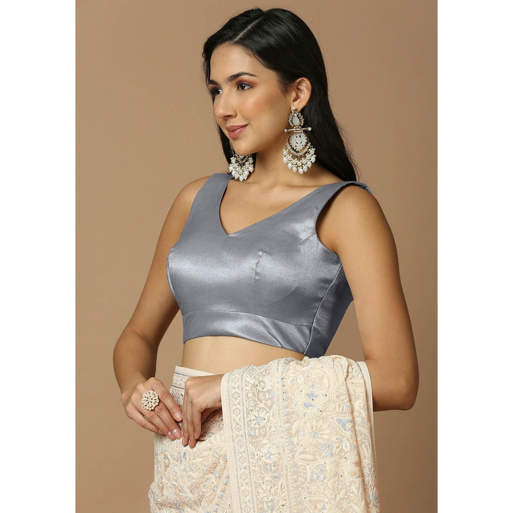 SALWAR STUDIO Womens Grey Solid Stitched Blouse