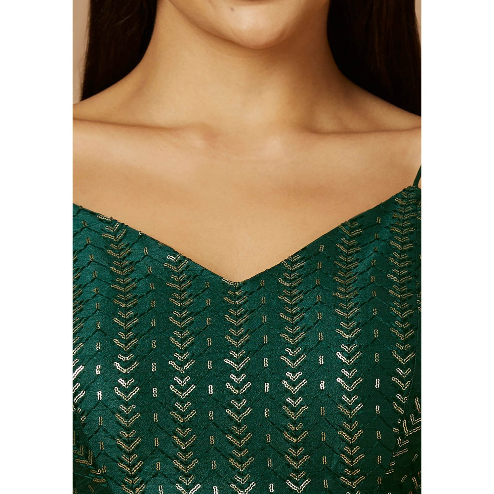 SALWAR STUDIO Womens Green Embellished Stitched Blouse