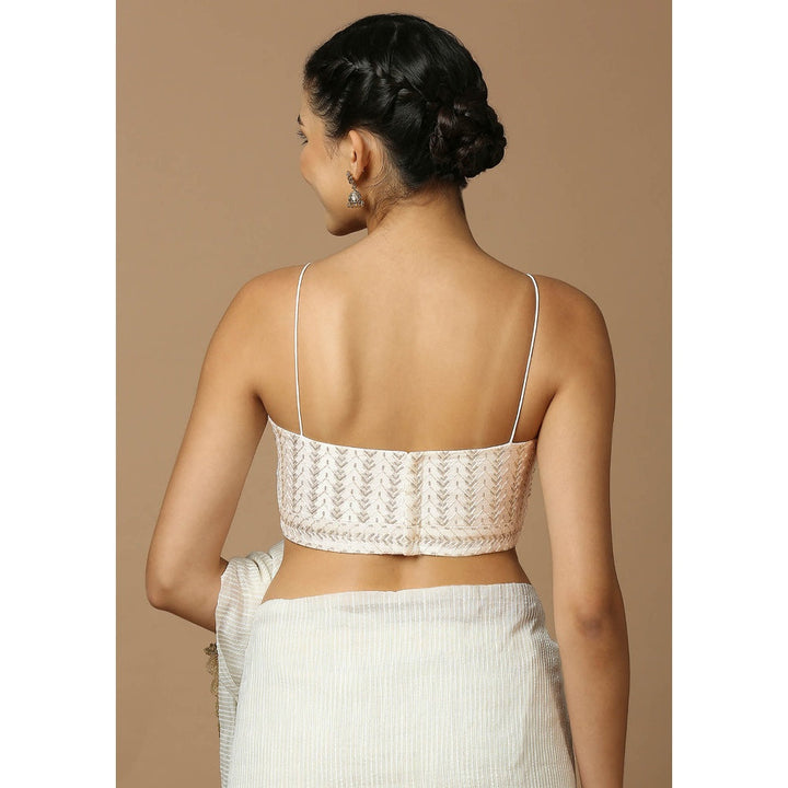 SALWAR STUDIO Womens White Embellished Stitched Blouse