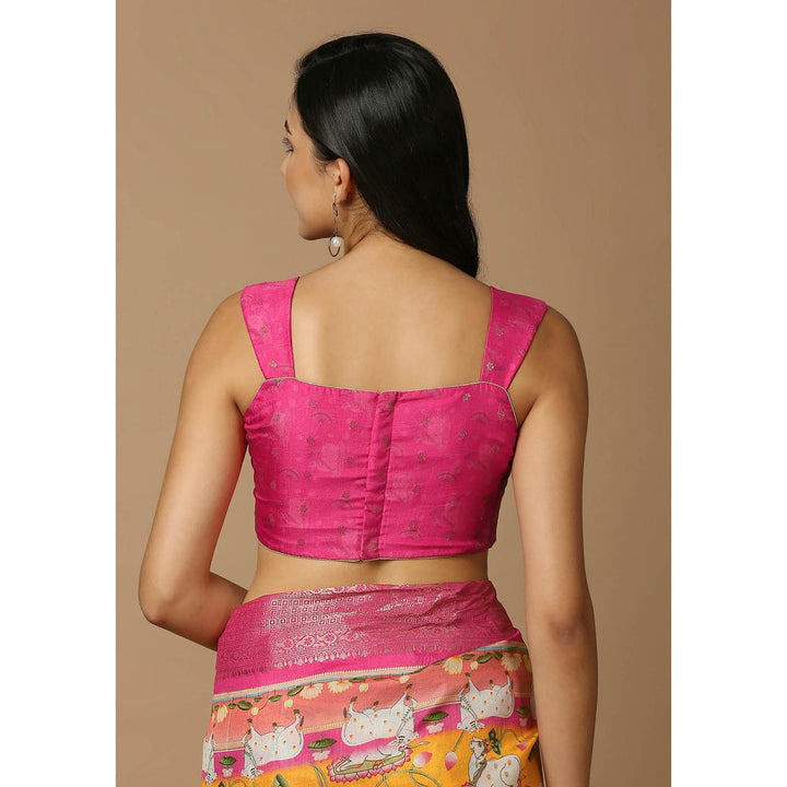 SALWAR STUDIO Womens Pink Woven Design Stitched Blouse