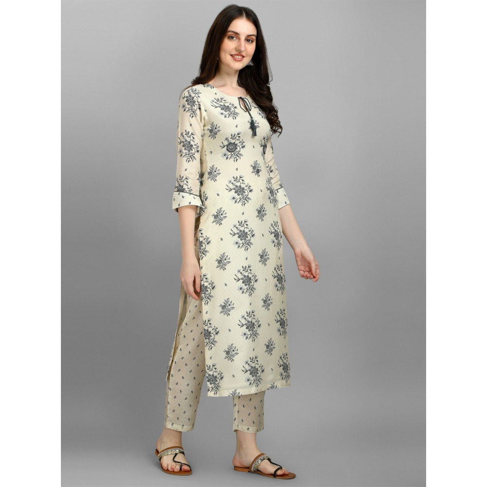 Seerat Off White Printed Kurta With Embroidery With Printed Pant (Set of 2)