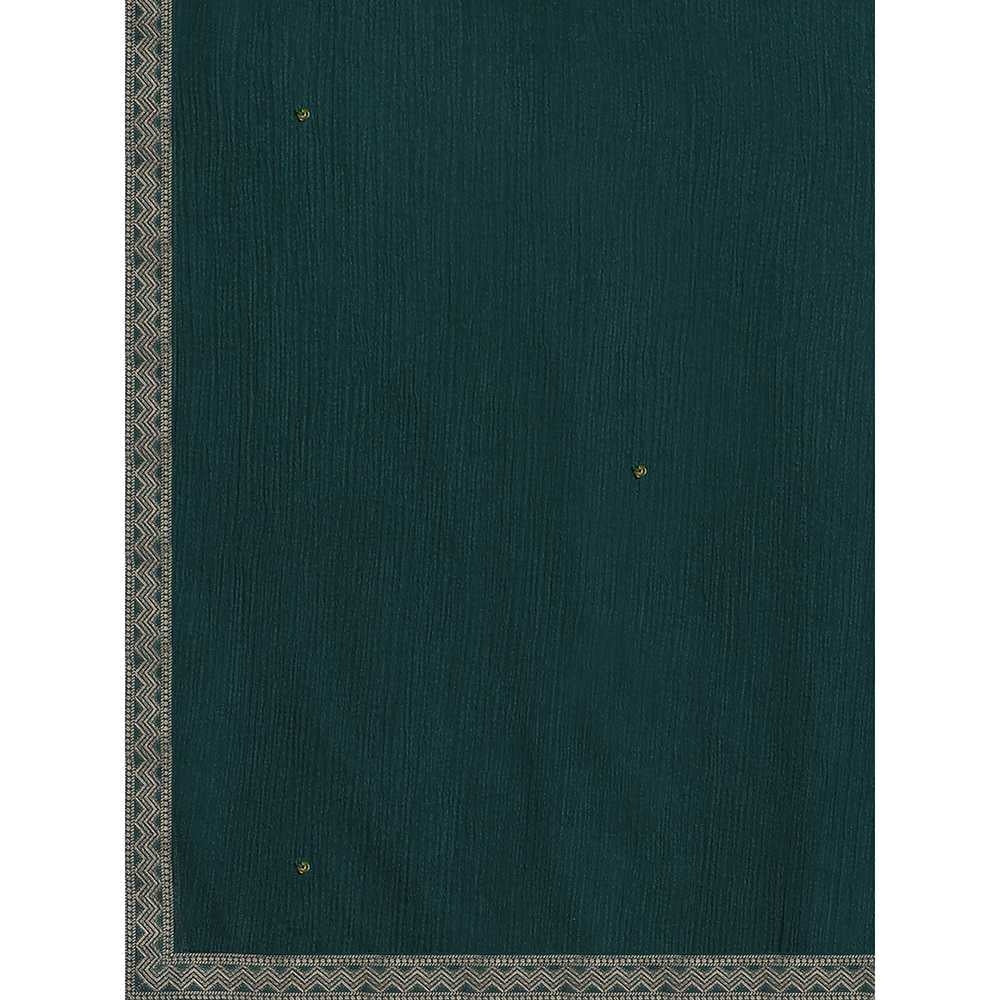 Seerat Green Printed Jacquard Straight Kurta with Trousers & Dupatta (Set of 3)
