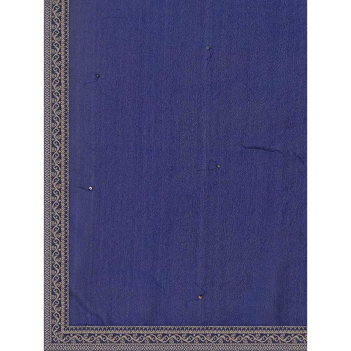 Seerat Navy Blue Bandhani Printed Jacquard Design Kurta with Trouser and Dupatta (Set of 3)