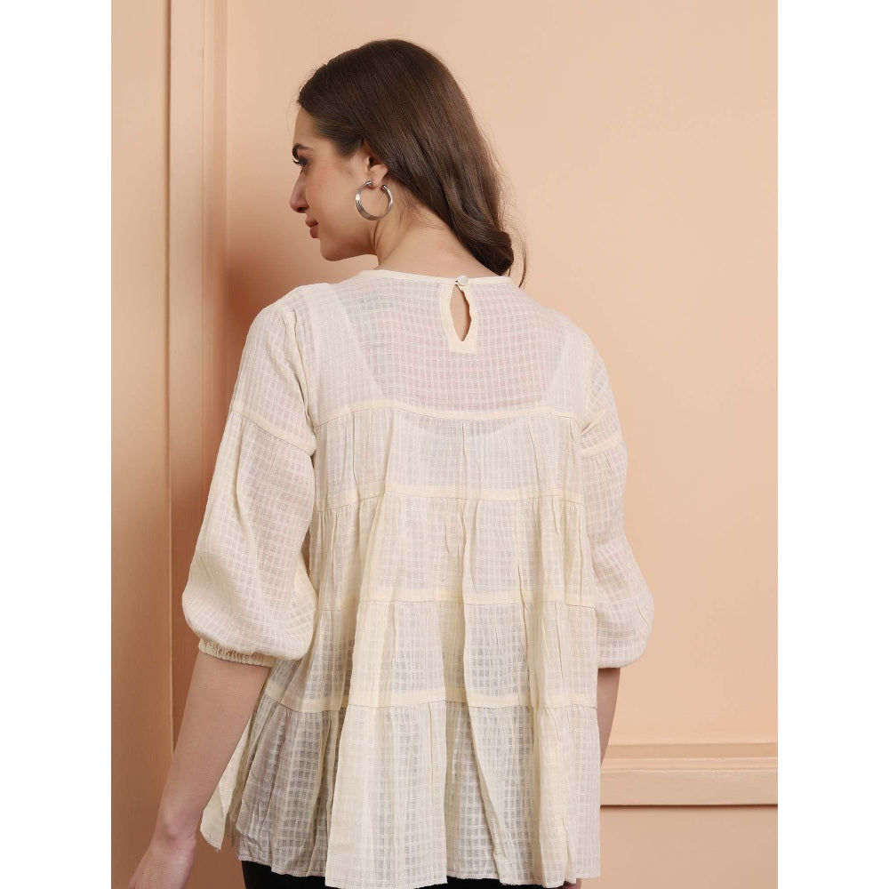 Shaily Women Off White & Pink Embroidered Tunic