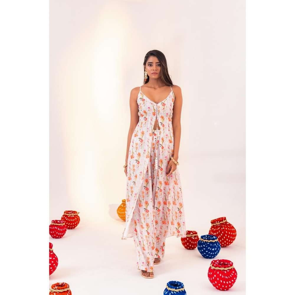 Silky Bindra Printed Centre Tie-Up Tunic And Straight Pant (Set of 2)