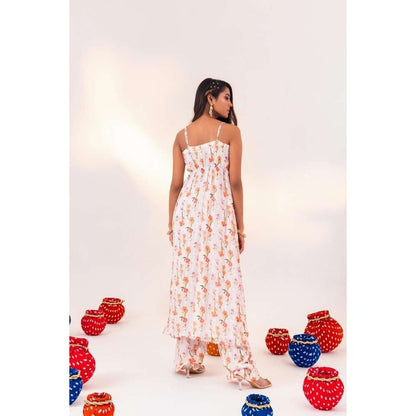 Silky Bindra Printed Centre Tie-Up Tunic And Straight Pant (Set of 2)