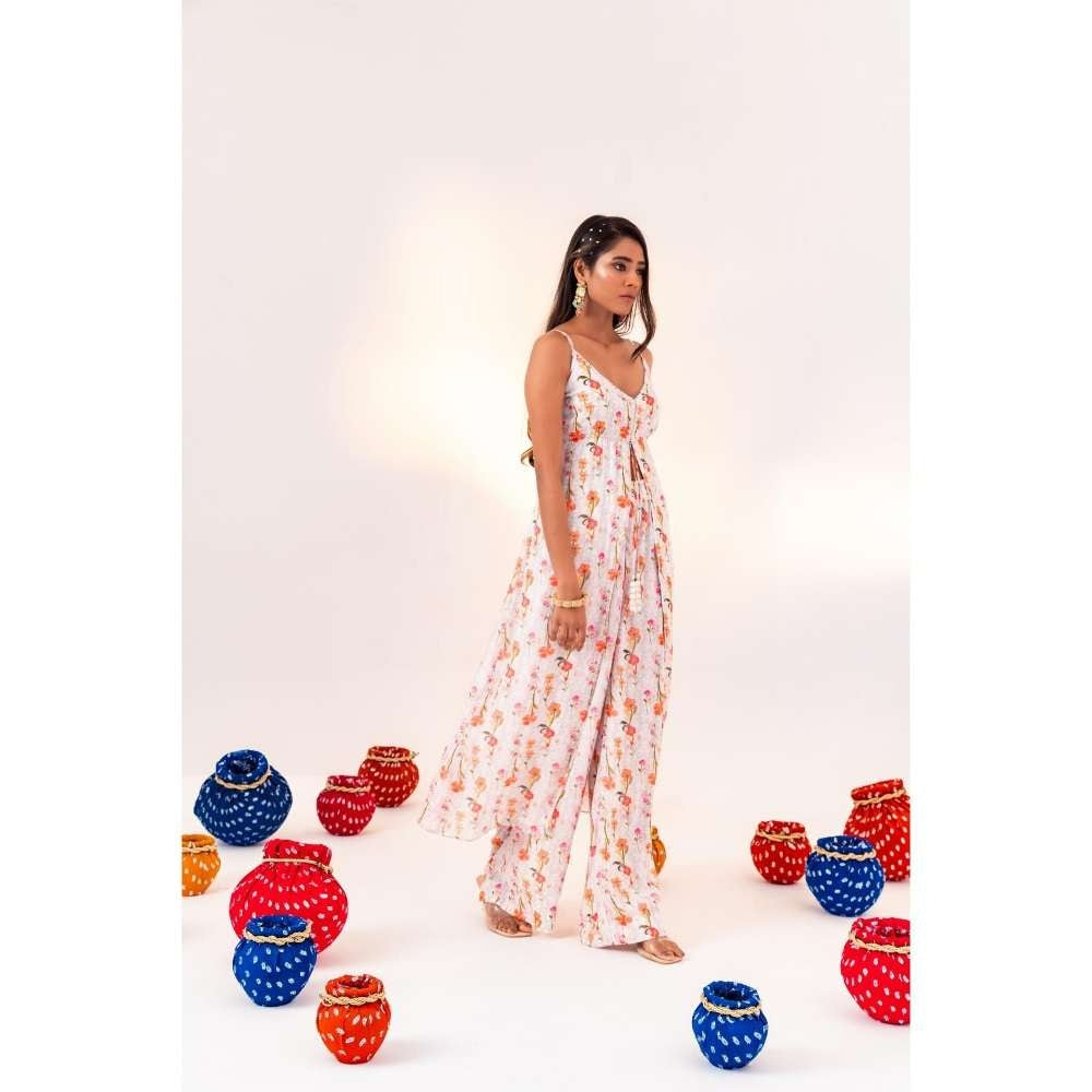 Silky Bindra Printed Centre Tie-Up Tunic And Straight Pant (Set of 2)