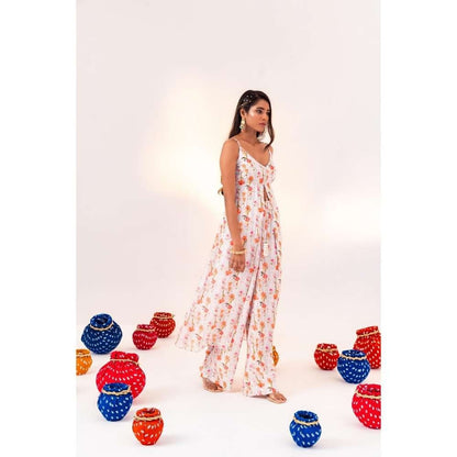 Silky Bindra Printed Centre Tie-Up Tunic And Straight Pant (Set of 2)