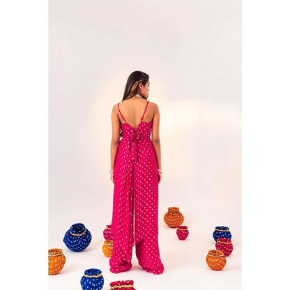 Silky Bindra Back Knot Blouse With Side Panels And Straight Pant (Set of 2)