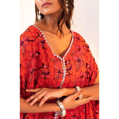 Silky Bindra Printed Jacket Kaftan With Sharara Pant (Set of 2)