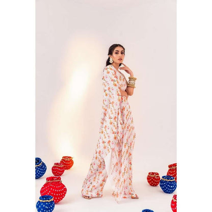 Silky Bindra Printed One Shoulder Asymmetrical Tunic And Straight Pant (Set of 2)