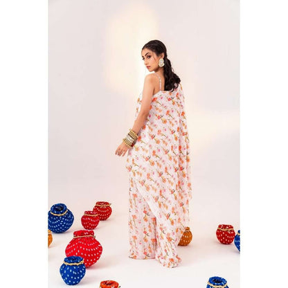 Silky Bindra Printed One Shoulder Asymmetrical Tunic And Straight Pant (Set of 2)