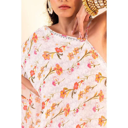 Silky Bindra Printed One Shoulder Asymmetrical Tunic And Straight Pant (Set of 2)