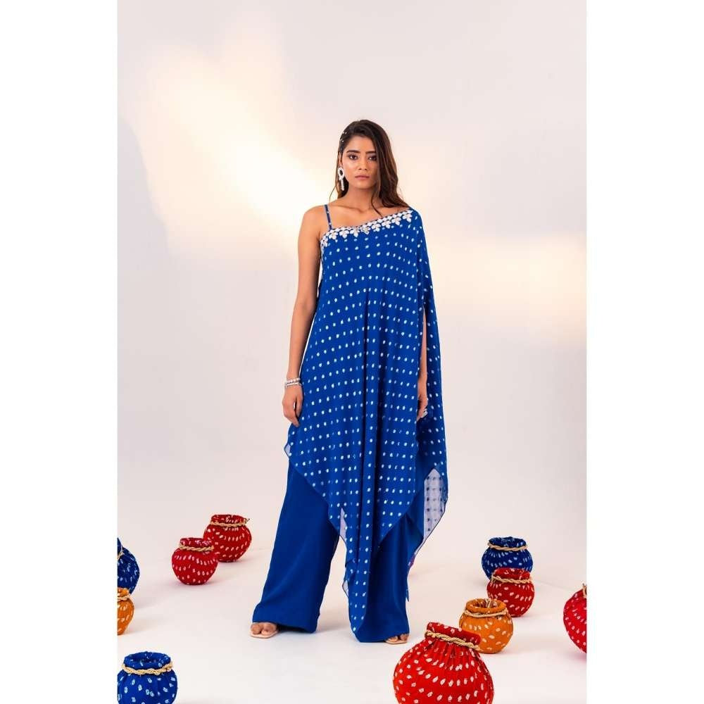 Silky Bindra One Shoulder Asymmetrical Tunic And Straight Pant (Set of 2)