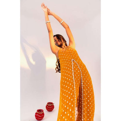 Silky Bindra Centre Cut Halter Neck Tunic And Straight Pant (Set of 2)