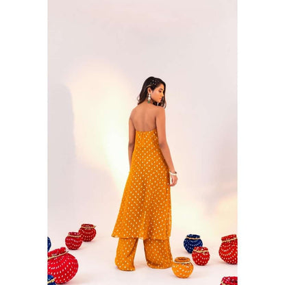 Silky Bindra Centre Cut Halter Neck Tunic And Straight Pant (Set of 2)