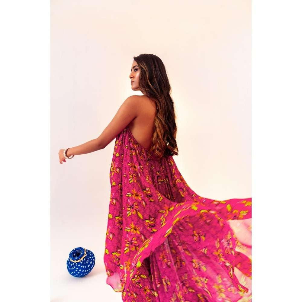 Silky Bindra Printed High Low Long Flounce Tunic With Straight Pant (Set of 2)