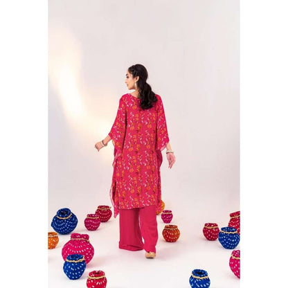 Silky Bindra Printed V-Neck Kaftan With Straight Pant (Set of 2)