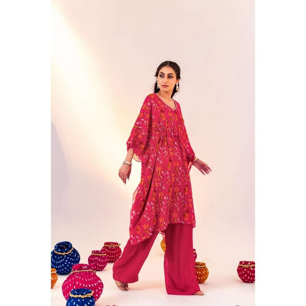 Silky Bindra Printed V-Neck Kaftan With Straight Pant (Set of 2)