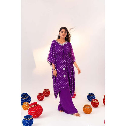 Silky Bindra V-Neck Kaftan With Straight Pant (Set of 2)