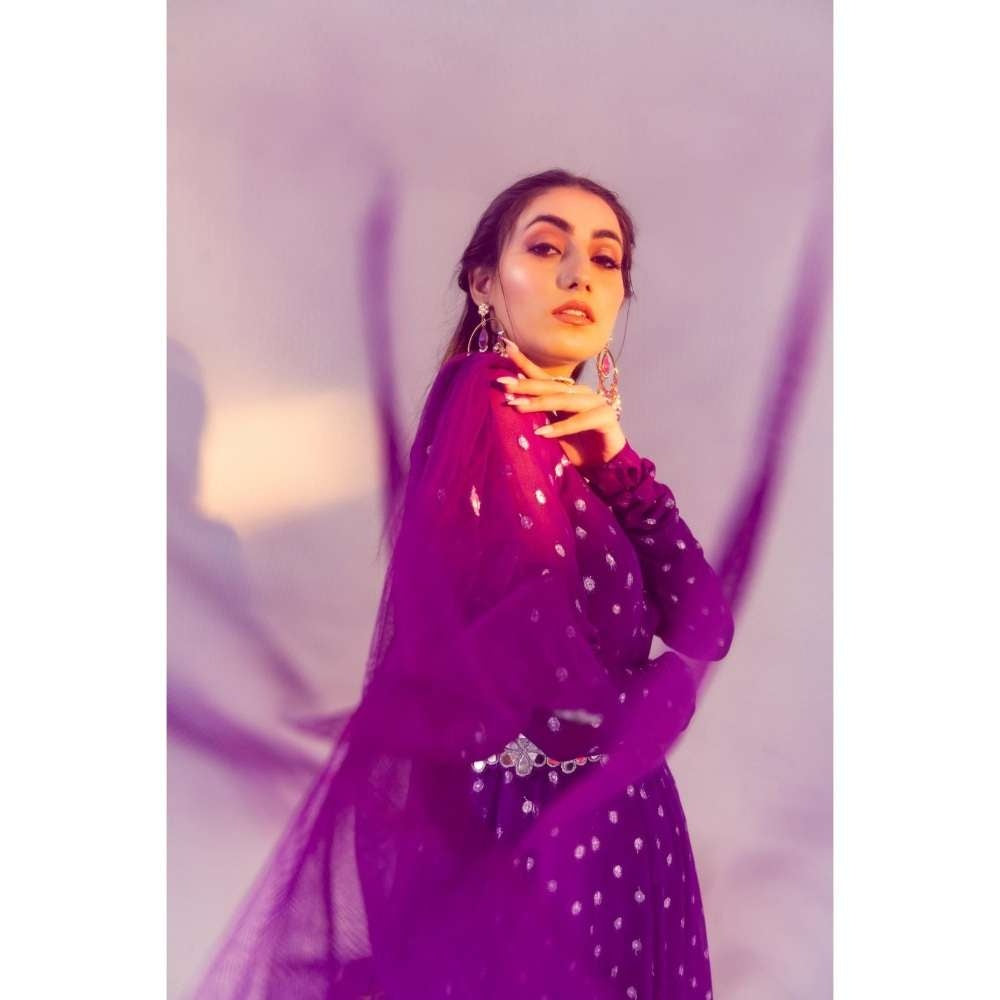 Silky Bindra Scoop Neck Anarkali with Dupatta and Detachable Belt (Set of 2)