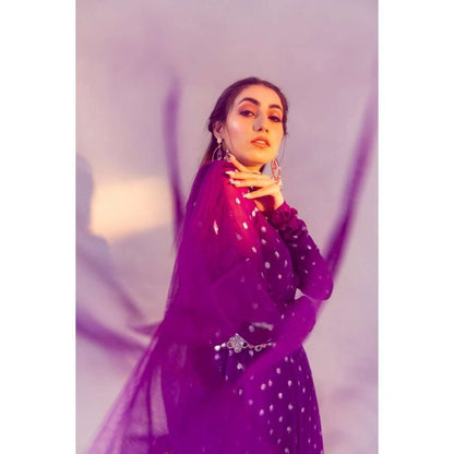 Silky Bindra Scoop Neck Anarkali with Dupatta and Detachable Belt (Set of 2)