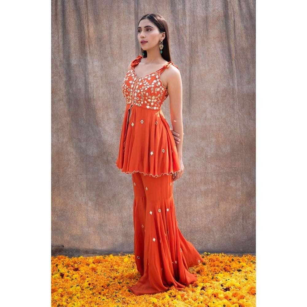 Silky Bindra Scalloped Mirror Work Peplum (Set of 2)