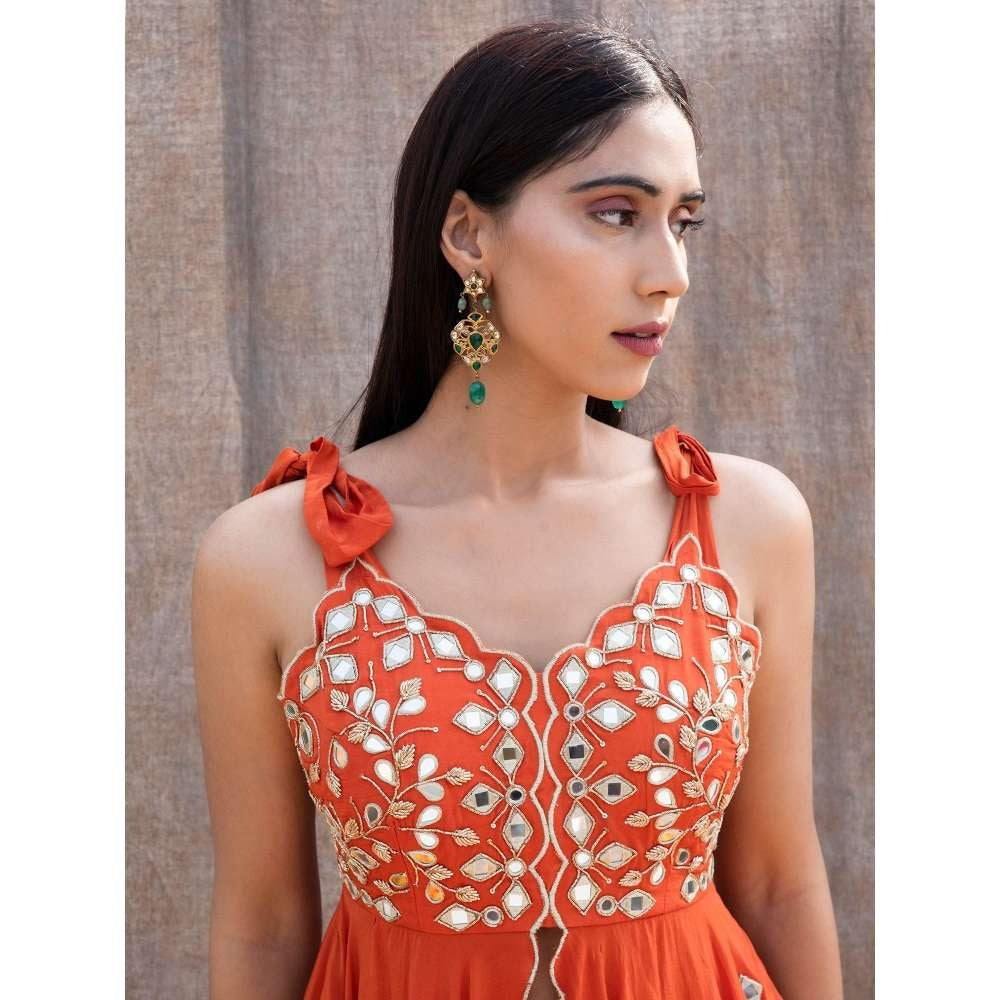 Silky Bindra Scalloped Mirror Work Peplum (Set of 2)