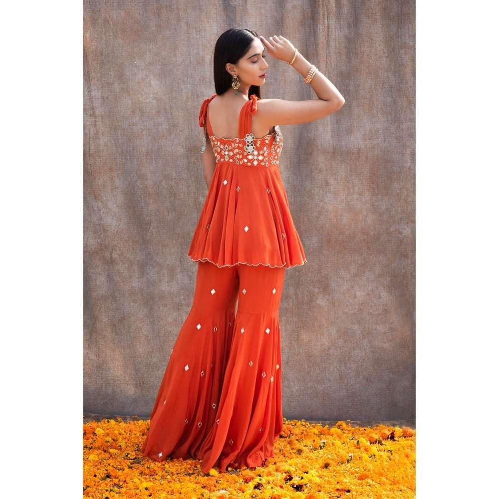 Silky Bindra Scalloped Mirror Work Peplum (Set of 2)