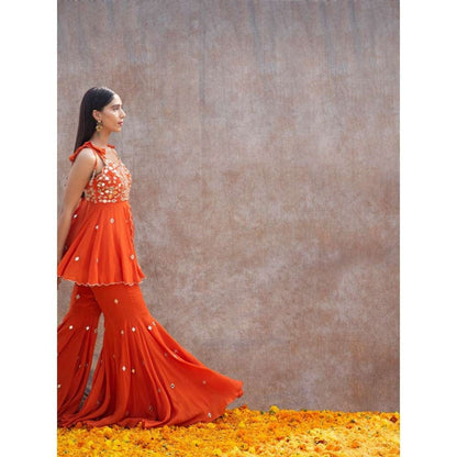 Silky Bindra Scalloped Mirror Work Peplum (Set of 2)