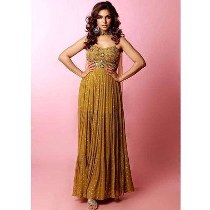 Silky Bindra Mirror Work 3-Tiered Corset Anarkali (Set of 2)