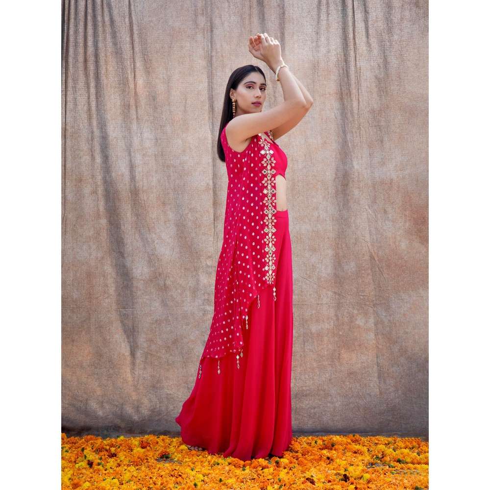 Silky Bindra Mirror Work Cape & Palazzo (Set of 3)