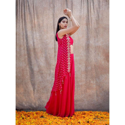 Silky Bindra Mirror Work Cape & Palazzo (Set of 3)