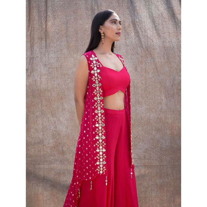 Silky Bindra Mirror Work Cape & Palazzo (Set of 3)