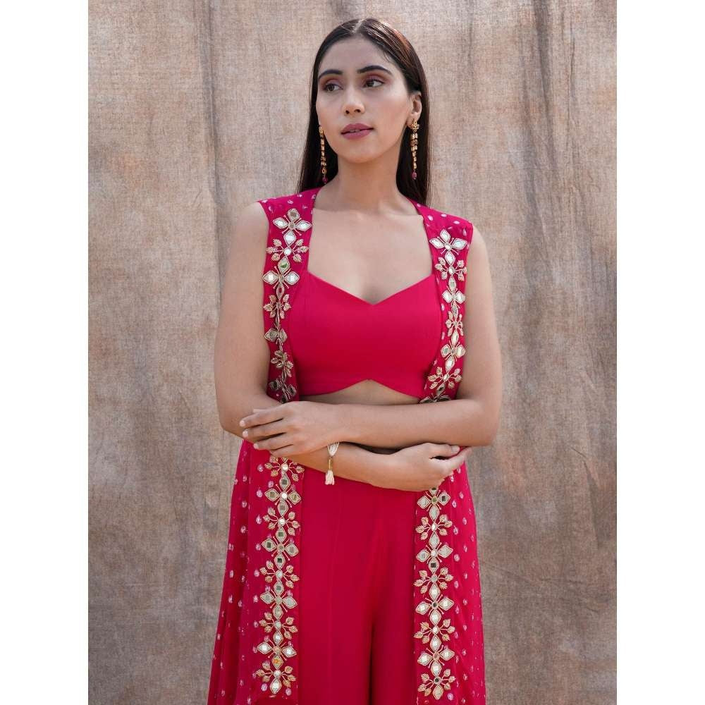 Silky Bindra Mirror Work Cape & Palazzo (Set of 3)