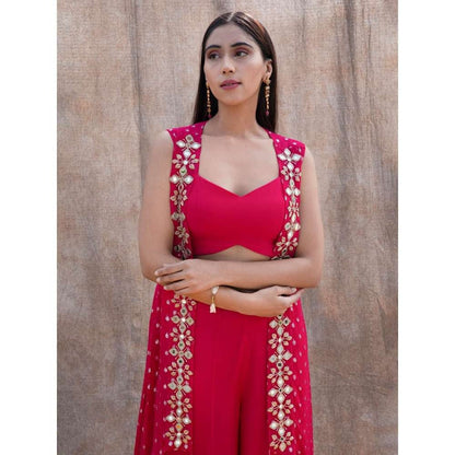 Silky Bindra Mirror Work Cape & Palazzo (Set of 3)