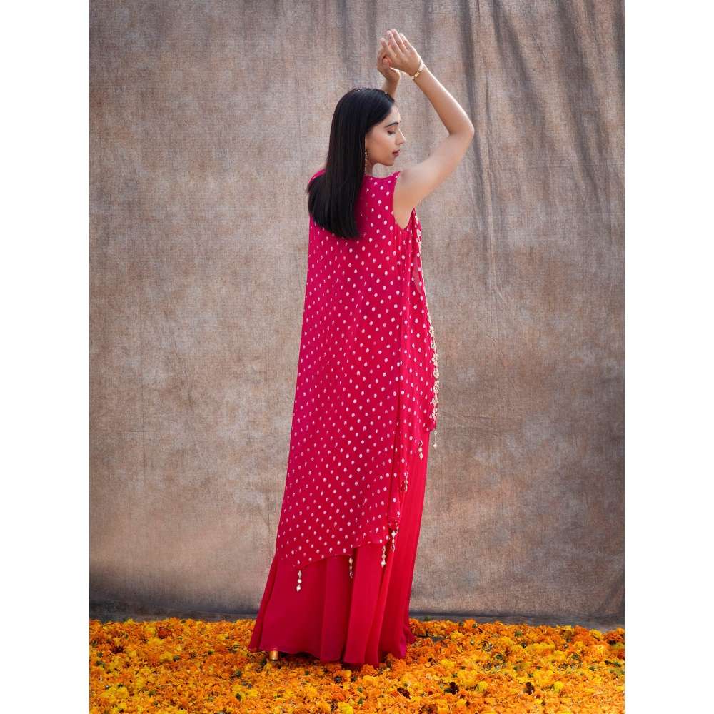 Silky Bindra Mirror Work Cape & Palazzo (Set of 3)