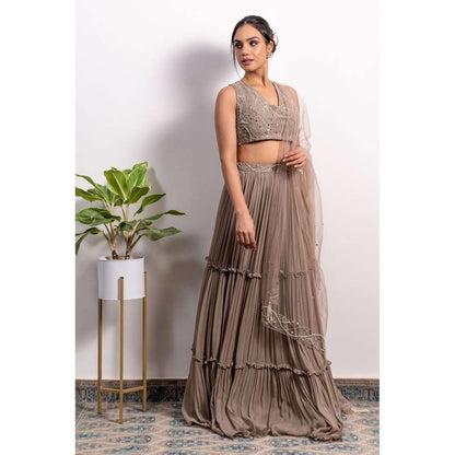 Silky Bindra 3-Tiered Lehenga (Set of 3)