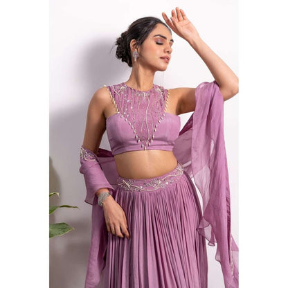 Silky Bindra High Slit Lehenga and Fusion Blouse (Set of 3)