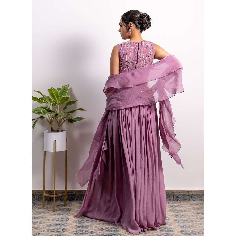 Silky Bindra High Slit Lehenga and Fusion Blouse (Set of 3)