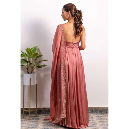 Silky Bindra Cowl Neck Anarkali (Set of 2)