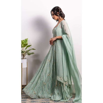 Silky Bindra Dragonfly Embroidered Anarkali (Set of 2)