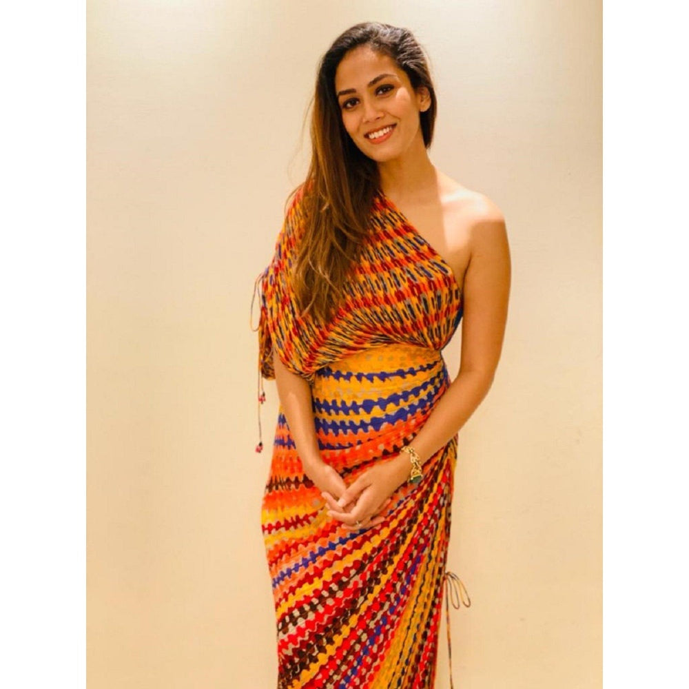 Saaksha and Kinni Multi-Color Printed Sari Midi Dress