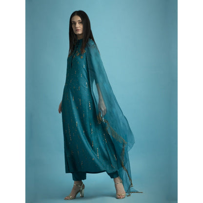 Saksham & Neharicka Teal Kurta With Dupatta - (Set of 3)