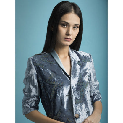 Saksham & Neharicka Embroidered Velvet Coat Dress