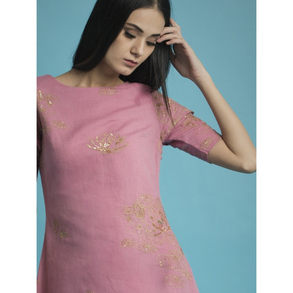 Saksham & Neharicka Pink Embroidered Dress