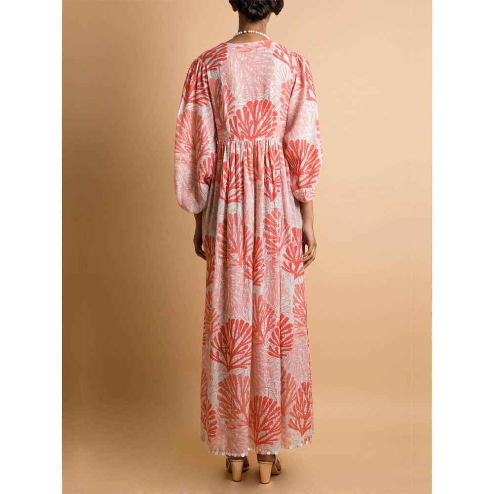 Saksham & Neharicka Coral Print Maxi Dress
