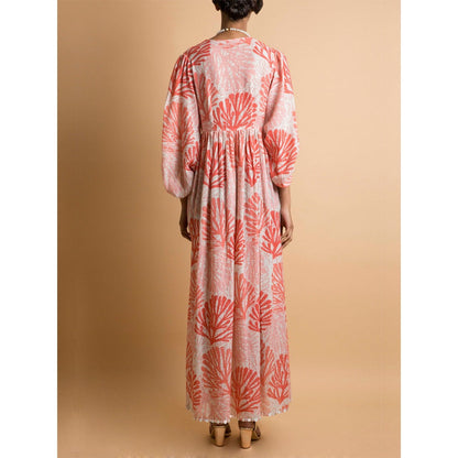 Saksham & Neharicka Coral Print Maxi Dress