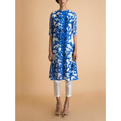 Saksham & Neharicka Blue Printed Kurta